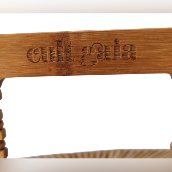 Cult Gaia Gaias Bamboo Ark Small Top Handle Circle Half Moon Rattan Wicker Bag - Picture 7 of 9